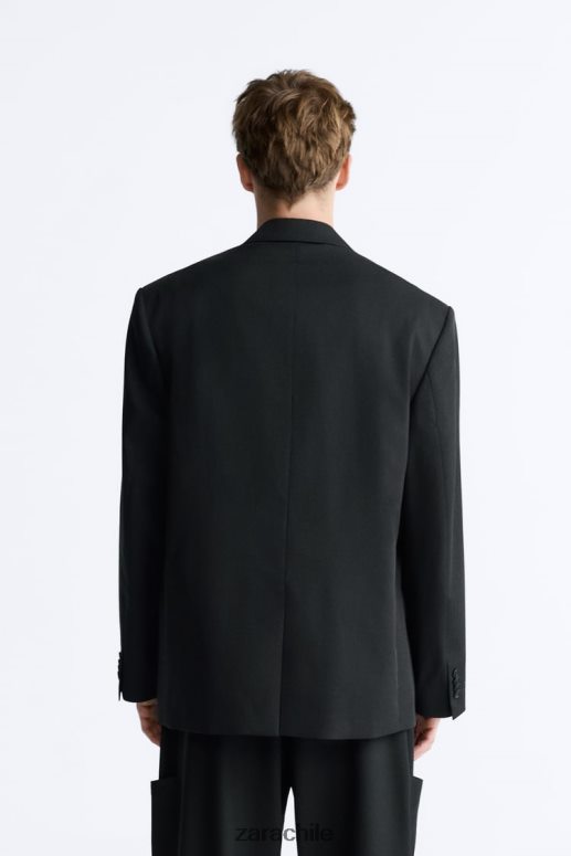 ropa cl Zara hombres chaqueta oversize de 100% lana negro JJ06N41151