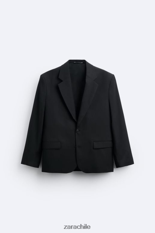 ropa cl Zara hombres chaqueta oversize de 100% lana negro JJ06N41151