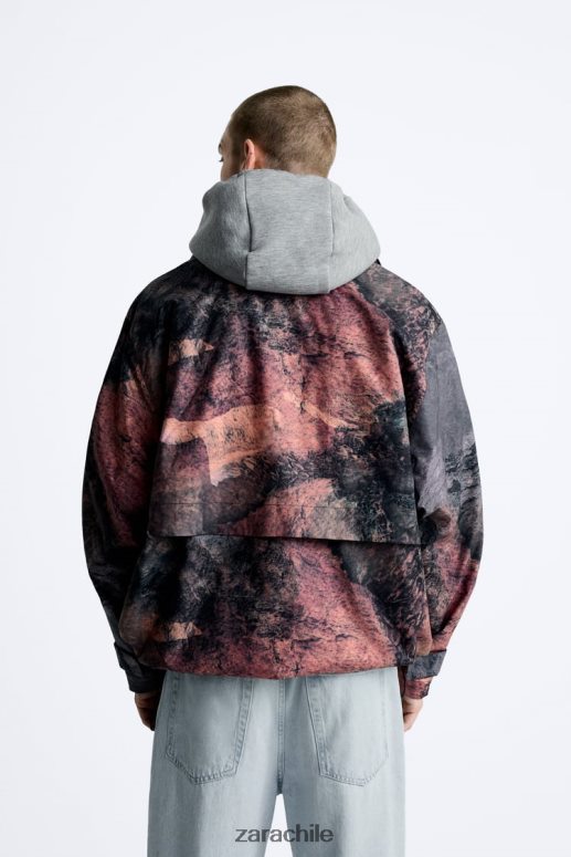 ropa cl Zara hombres chaqueta técnica con estampado abstracto multicolor JJ06N41105