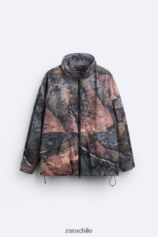 ropa cl Zara hombres chaqueta técnica con estampado abstracto multicolor JJ06N41105