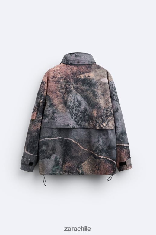 ropa cl Zara hombres chaqueta técnica con estampado abstracto multicolor JJ06N41105