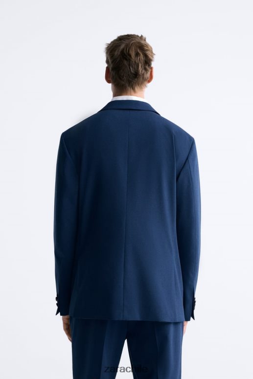 ropa cl Zara hombres traje de pata de gallo azulado JJ06N41165