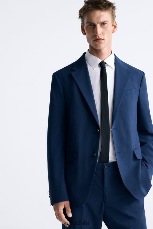 ropa cl Zara hombres traje de pata de gallo azulado JJ06N41165
