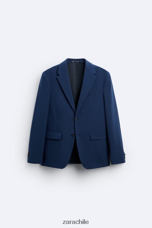 ropa cl Zara hombres traje de pata de gallo azulado JJ06N41165