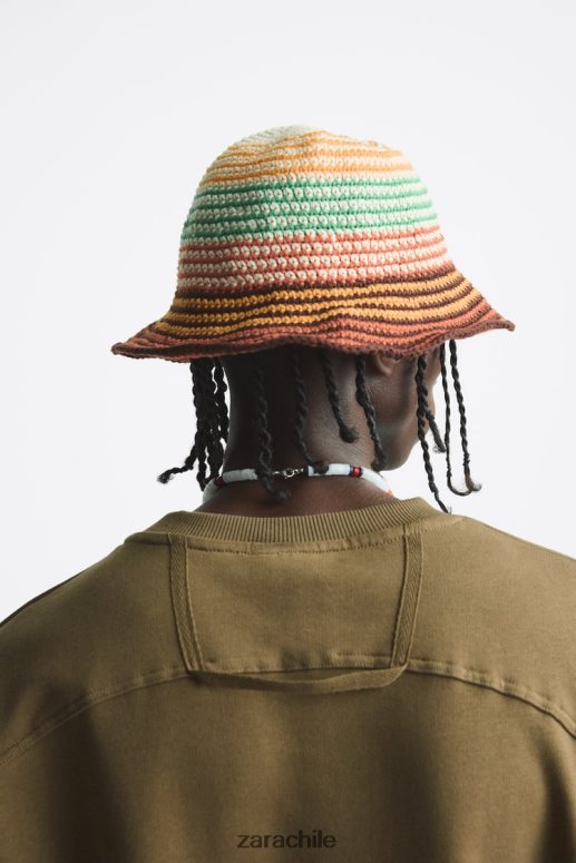 ropa cl Zara hombres sudadera con bolsillo de crochet caqui JJ06N41076