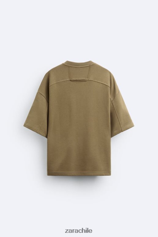 ropa cl Zara hombres sudadera con bolsillo de crochet caqui JJ06N41076