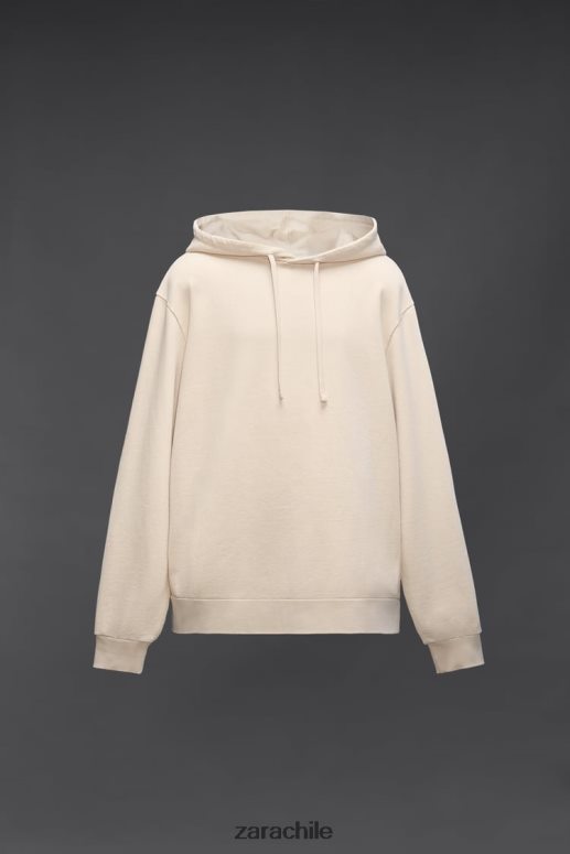 ropa cl Zara hombres sudadera con capucha y estampado hatthanan crudo JJ06N41077