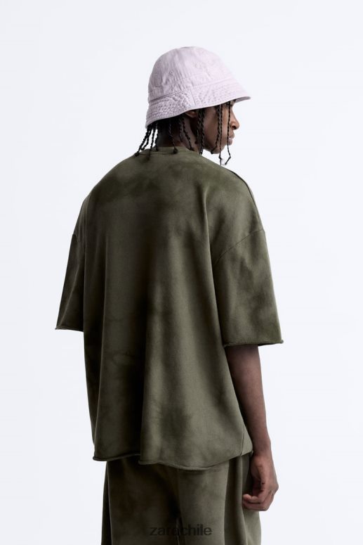 ropa cl Zara hombres sudadera con estampado tie-dye caqui JJ06N41066