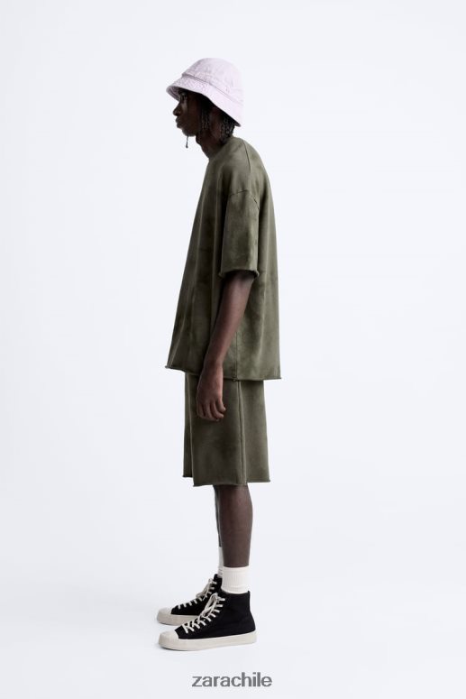 ropa cl Zara hombres sudadera con estampado tie-dye caqui JJ06N41066