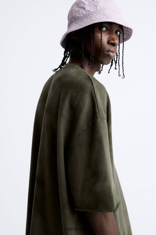 ropa cl Zara hombres sudadera con estampado tie-dye caqui JJ06N41066