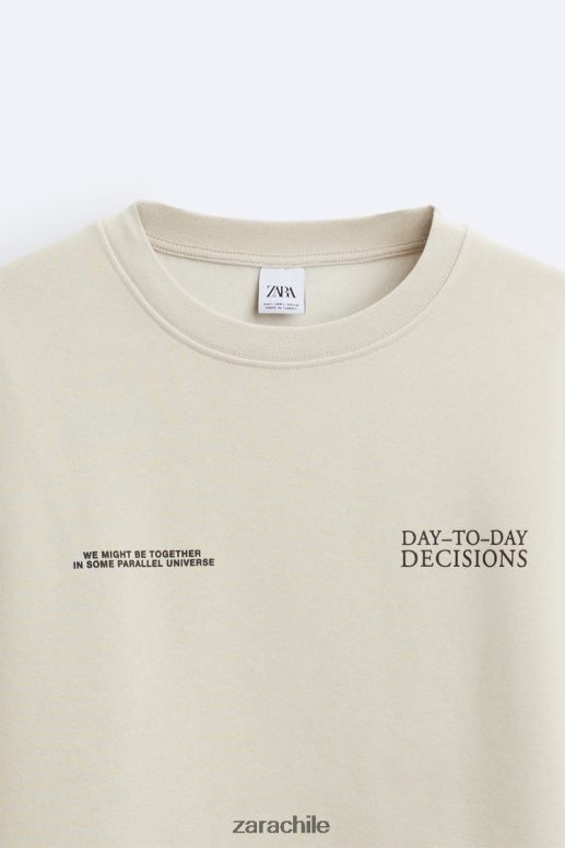 ropa cl Zara hombres sudadera con fotografía estampada marrón topo JJ06N41050