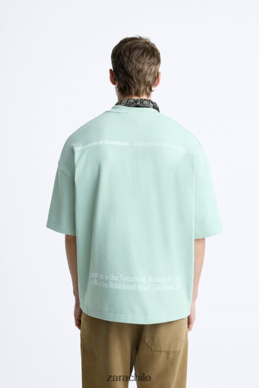 ropa cl Zara hombres sudadera con texto estampado gris JJ06N41071