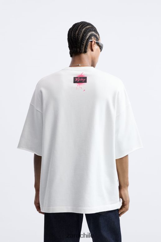 ropa cl Zara hombres sudadera mickey mousedisney ostra blanca JJ06N41075