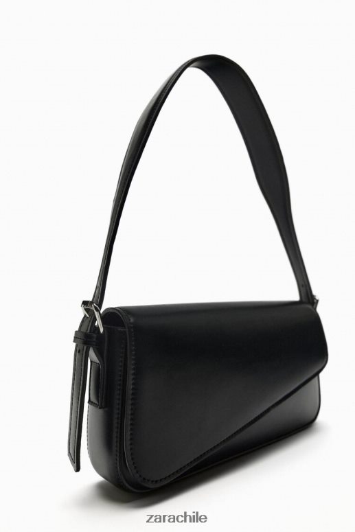 accesorios cl Zara mujer bolso de hombro con solapa geométrica negro JJ06N4753