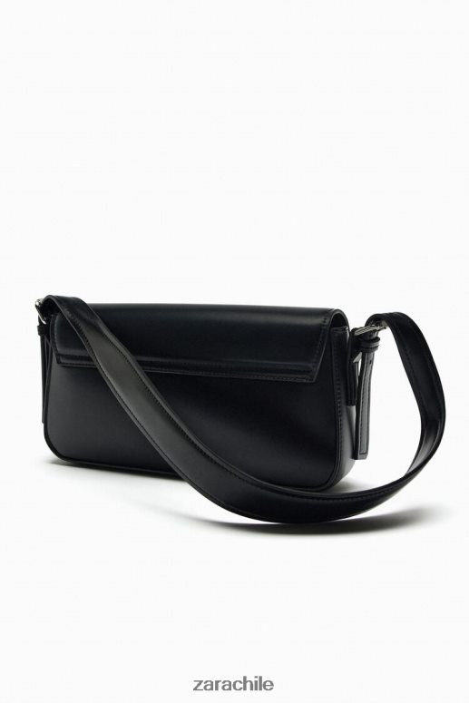 accesorios cl Zara mujer bolso de hombro con solapa geométrica negro JJ06N4753