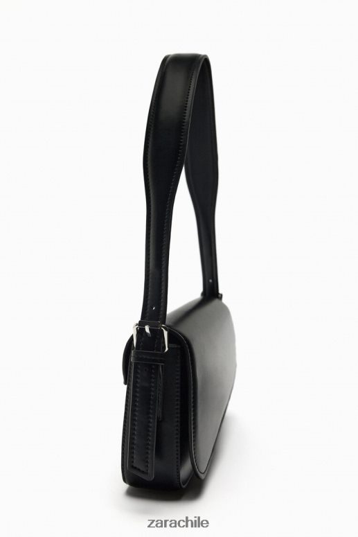 accesorios cl Zara mujer bolso de hombro con solapa geométrica negro JJ06N4753