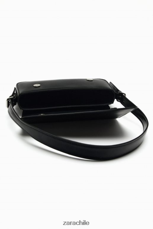 accesorios cl Zara mujer bolso de hombro con solapa geométrica negro JJ06N4753