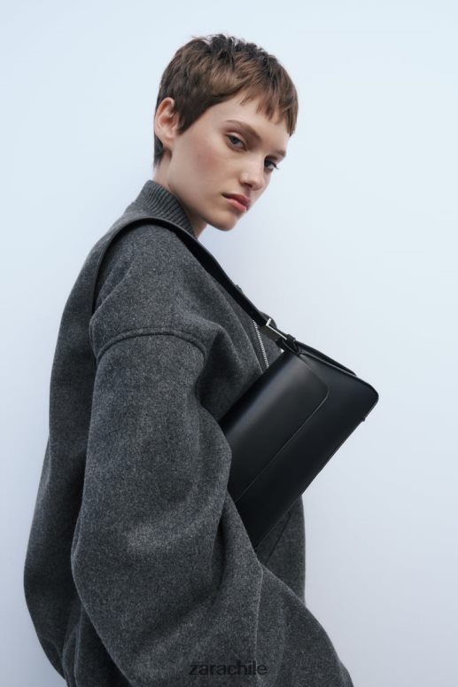 accesorios cl Zara mujer bolso de hombro minimalista con solapa negro JJ06N4743