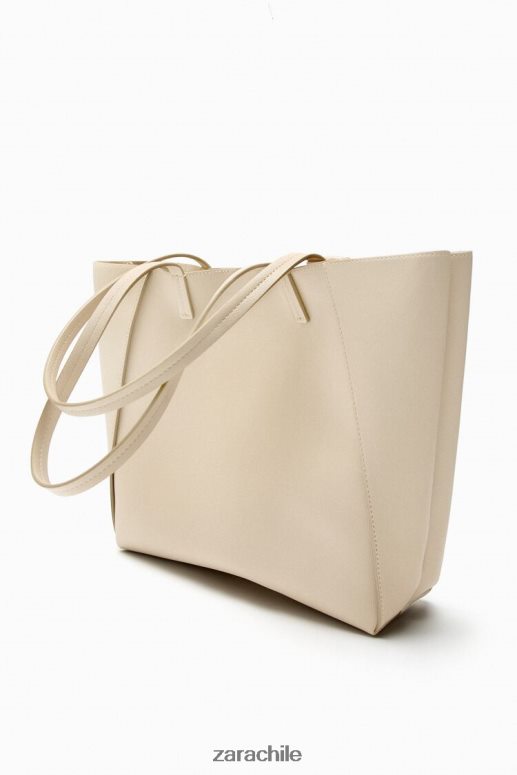 accesorios cl Zara mujer bolso de mano compartimentado crudo JJ06N4746