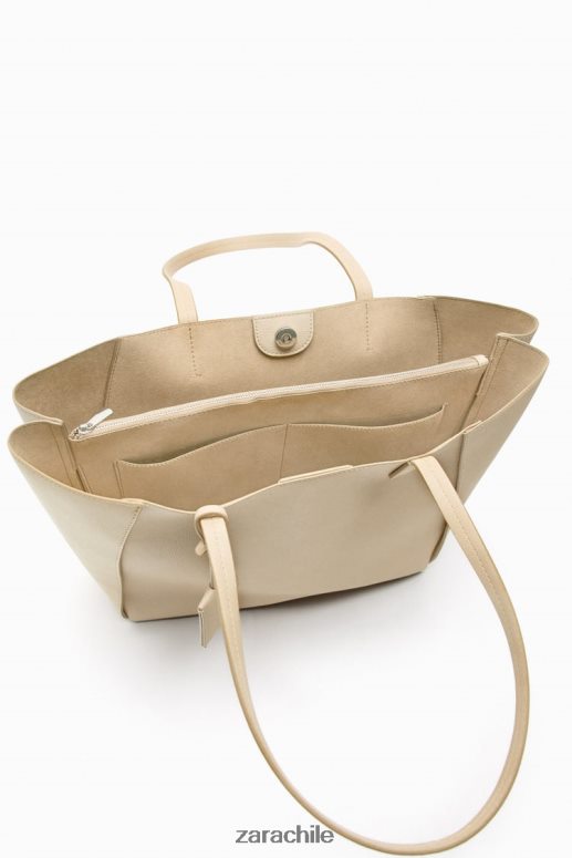 accesorios cl Zara mujer bolso de mano compartimentado crudo JJ06N4746