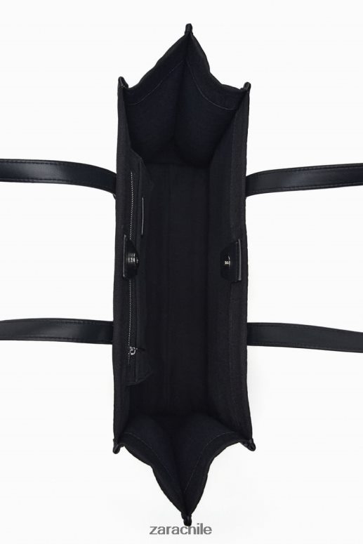 accesorios cl Zara mujer bolso tote con motivo de cocodrilo negro JJ06N4749