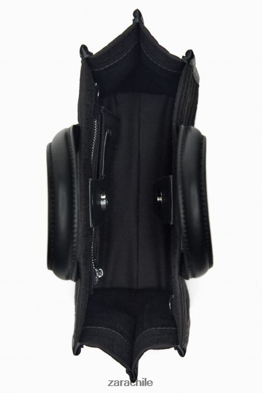 accesorios cl Zara mujer bolso tote mini con efecto cocodrilo negro JJ06N4750