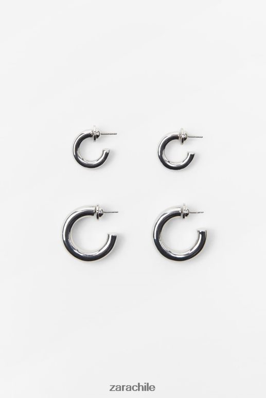 accesorios cl Zara mujer pack de pendientes de aro plata JJ06N4939