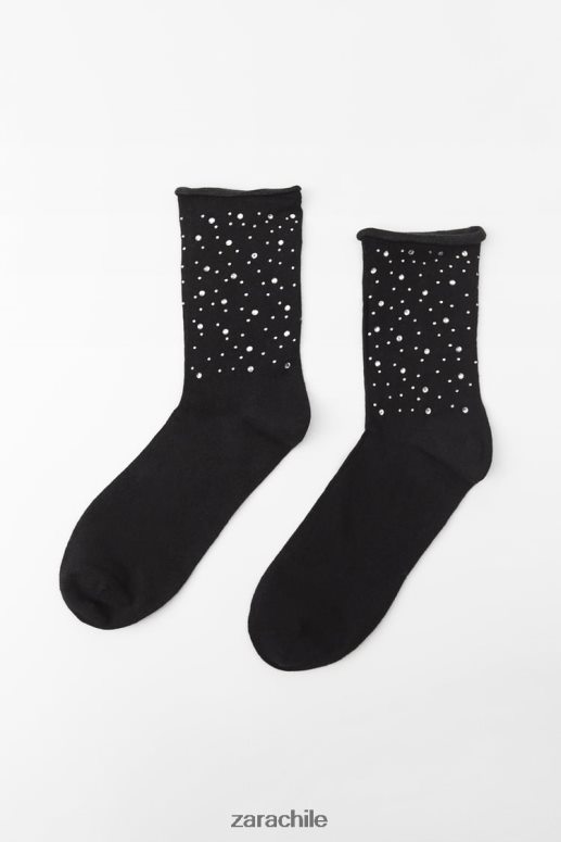 accesorios cl Zara mujer calcetines cortos con strass plata JJ06N4761