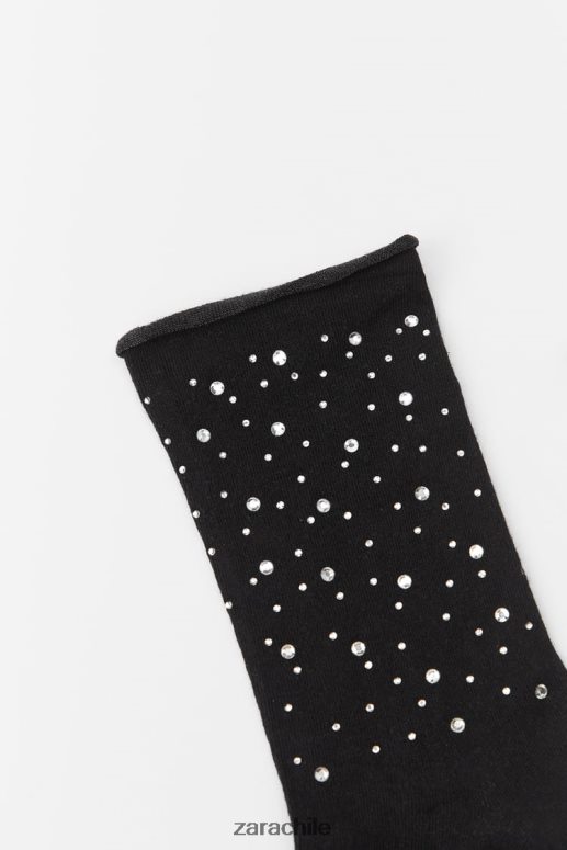 accesorios cl Zara mujer calcetines cortos con strass plata JJ06N4761