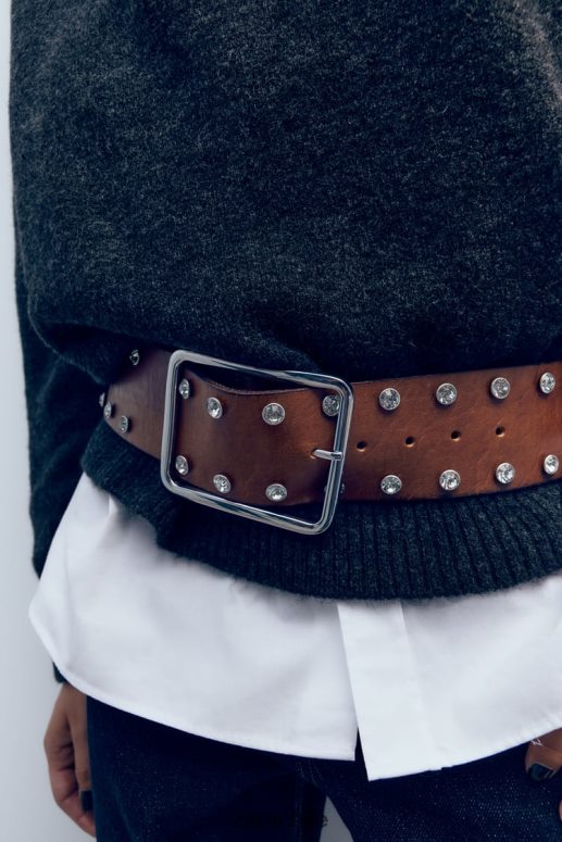 accesorios cl Zara mujer cinturón de cuero joya marrón JJ06N4756