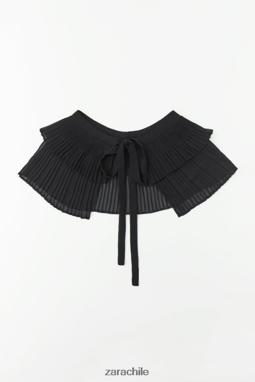 accesorios cl Zara mujer cuello doble plisado negro JJ06N4758