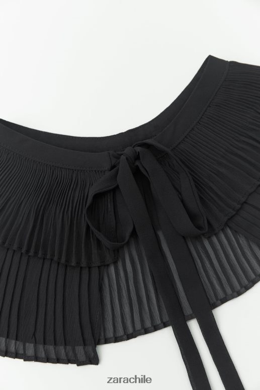 accesorios cl Zara mujer cuello doble plisado negro JJ06N4758
