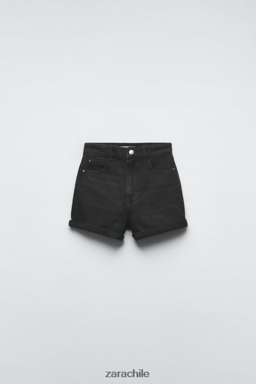 ropa cl Zara mujer 1975 shorts mom de mezclilla con talle alto negro JJ06N4545