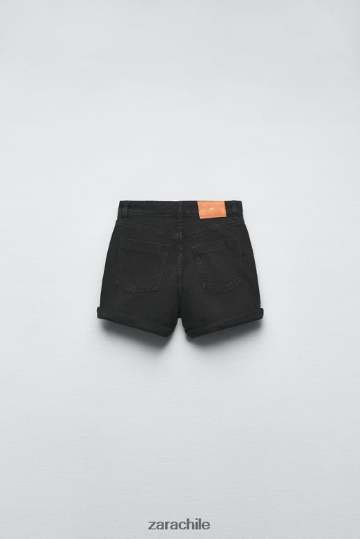 ropa cl Zara mujer 1975 shorts mom de mezclilla con talle alto negro JJ06N4545