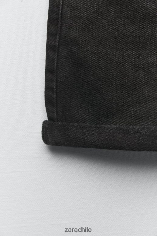 ropa cl Zara mujer 1975 shorts mom de mezclilla con talle alto negro JJ06N4545