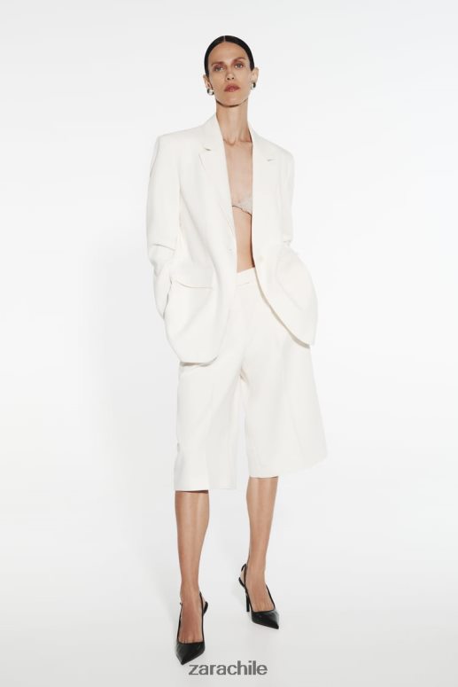 ropa cl Zara mujer bermudas plisadas ostra blanca JJ06N4535