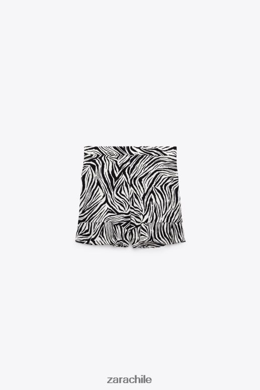 ropa cl Zara mujer falda con abertura y estampado animal blanco negro JJ06N4601
