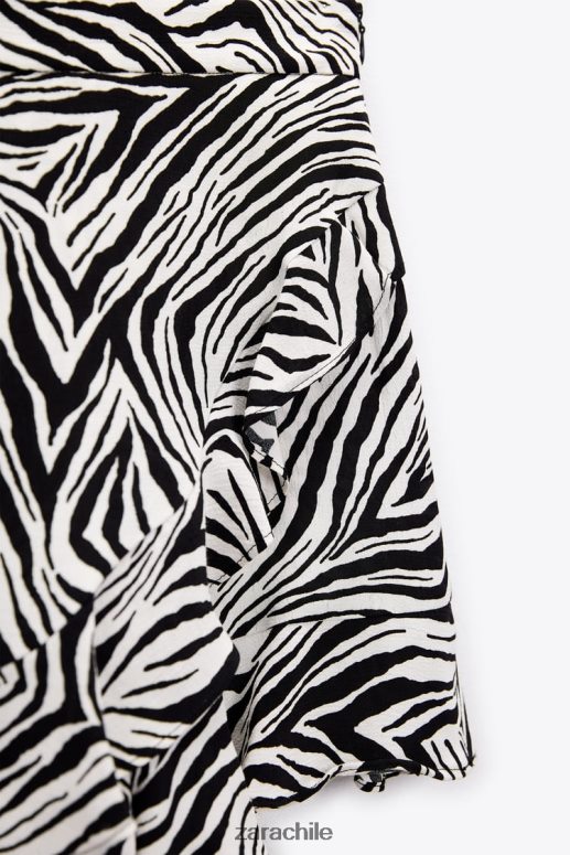 ropa cl Zara mujer falda con abertura y estampado animal blanco negro JJ06N4601