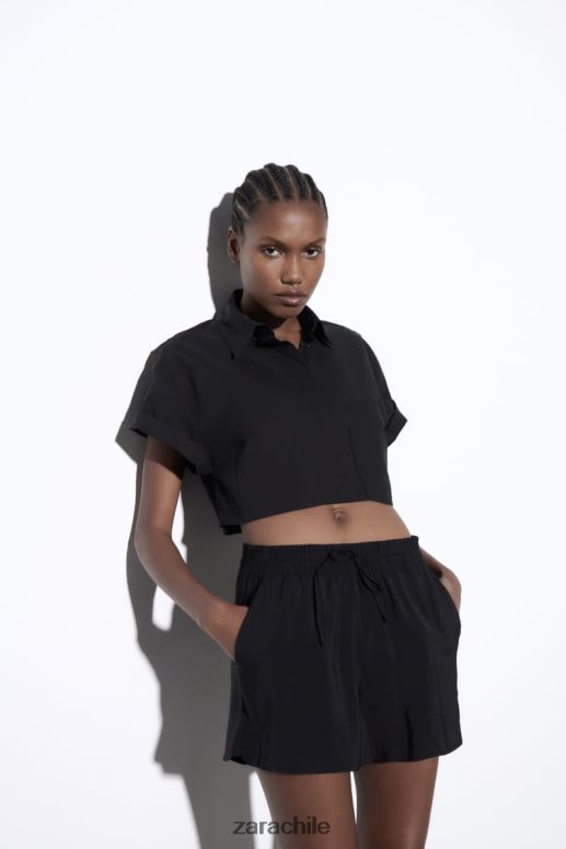 ropa cl Zara mujer pantalones cortos con cordón negro JJ06N4619