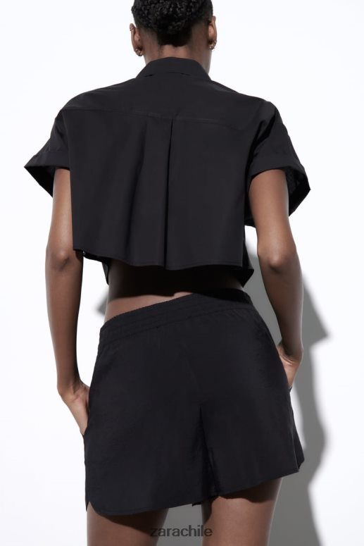 ropa cl Zara mujer pantalones cortos con cordón negro JJ06N4619