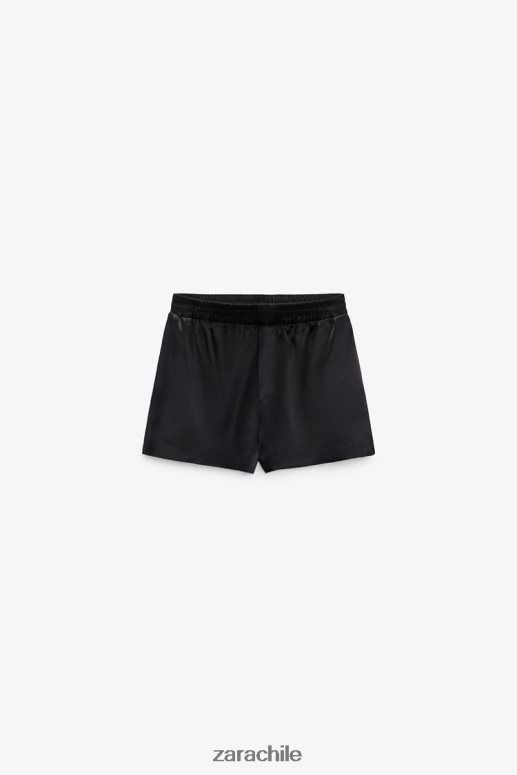 ropa cl Zara mujer pantalones cortos con efecto satinado negro JJ06N4572