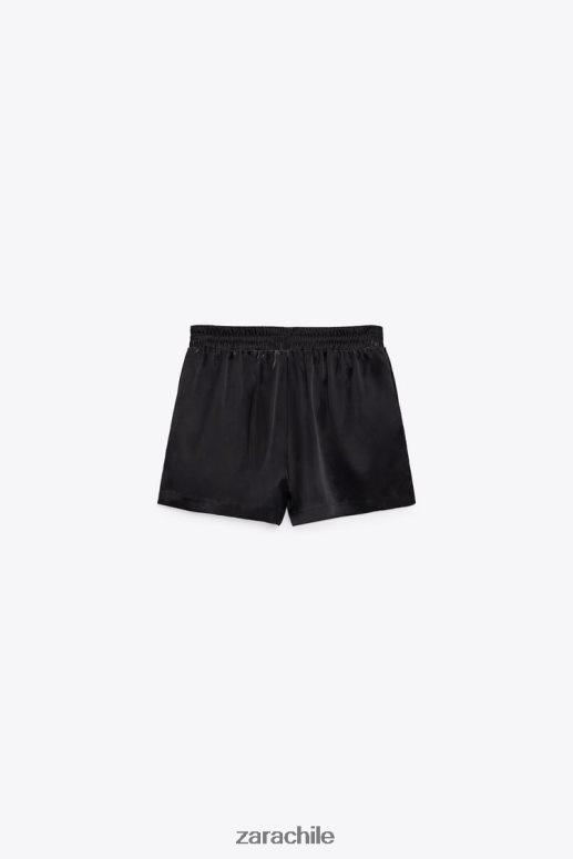 ropa cl Zara mujer pantalones cortos con efecto satinado negro JJ06N4572