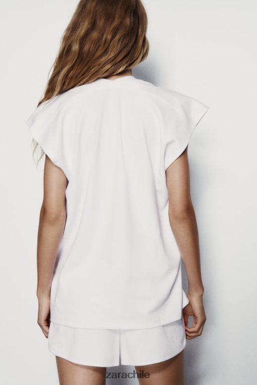 ropa cl Zara mujer pantalones cortos de algodón pesado blanco JJ06N4562