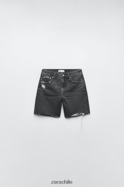 ropa cl Zara mujer pantalones cortos de mezclilla holgados trf gris antracita JJ06N4558