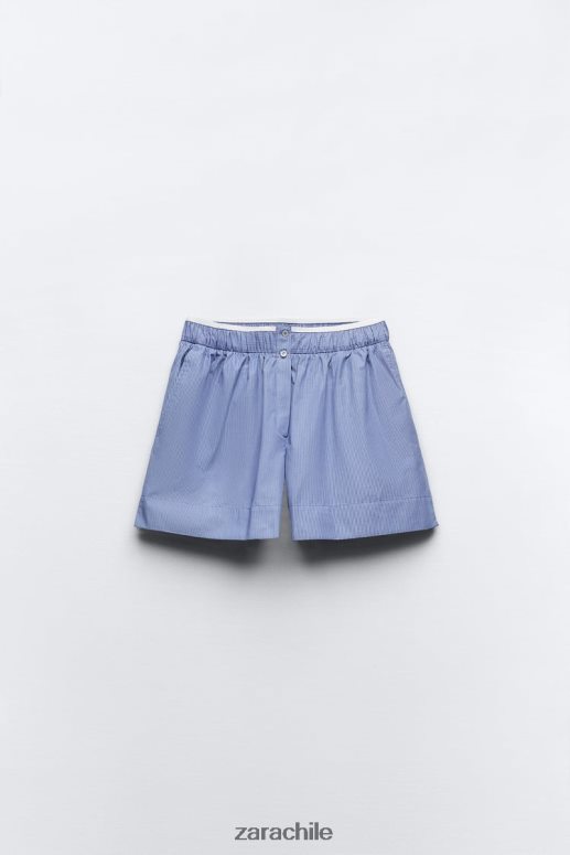 ropa cl Zara mujer pantalones cortos de popelina a rayas azul JJ06N4600