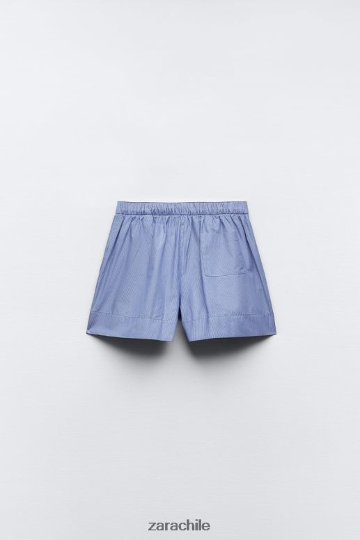 ropa cl Zara mujer pantalones cortos de popelina a rayas azul JJ06N4600