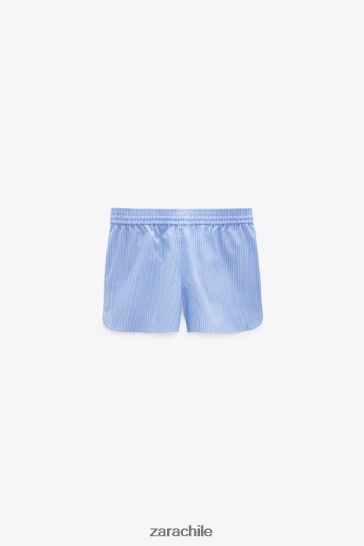ropa cl Zara mujer pantalones cortos de popelina a rayas azul blanco JJ06N4590