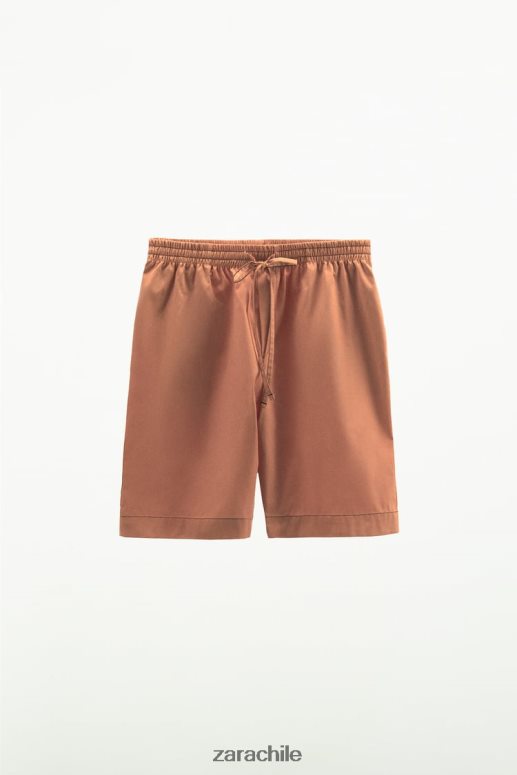 ropa cl Zara mujer pantalones cortos de popelina lavada arcilla JJ06N4591