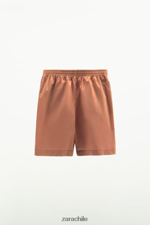 ropa cl Zara mujer pantalones cortos de popelina lavada arcilla JJ06N4591