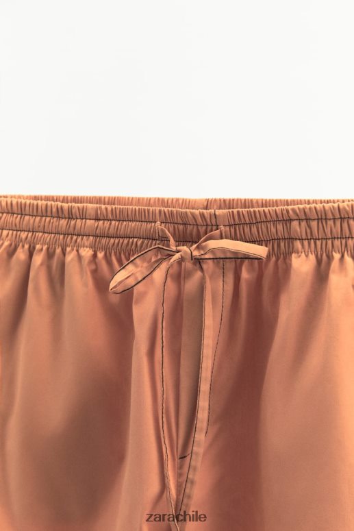 ropa cl Zara mujer pantalones cortos de popelina lavada arcilla JJ06N4591